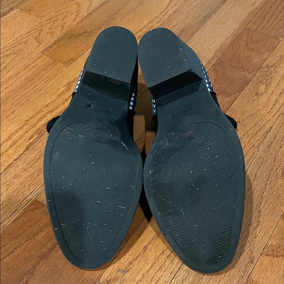 Qupid size 7 Black Patterned Women's Ankle Boots with red/white patterned heel - Picture 5 of 5